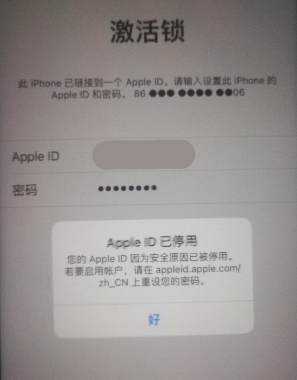 钟山苹果手机维修分享iPhone 12 出现提示“Apple ID 已停用”怎么办 